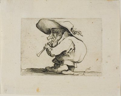 Flageolet Player, od Varie Figure Gobbi od Jacques Callot