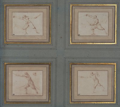 Čtyři studie šermíře, 1766-69 od Jacques Callot