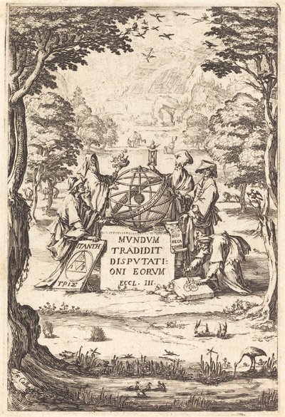 Frontispis pro posvátnou kosmologii (titul s astrology) od Jacques Callot