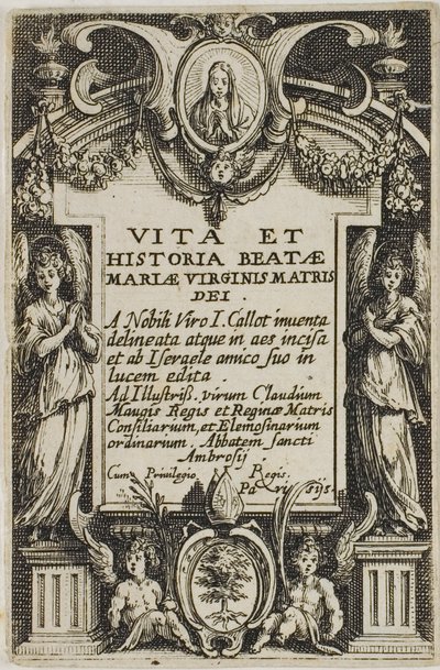 Frontispis z knihy Život Panny Marie od Jacques Callot