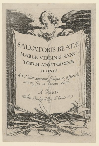 Frontispis, list 1 ze série „Ježíš, dvanáct apoštolů a Marie“ od Jacques Callot