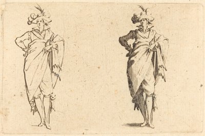 Gentleman při pohledu zepředu s rukou v bok od Jacques Callot