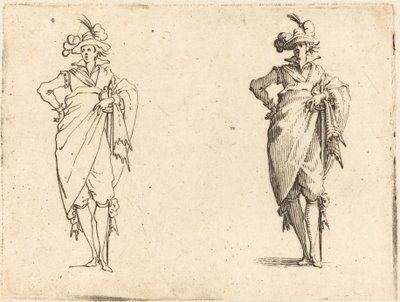 Gentleman při pohledu zepředu s rukou v bok od Jacques Callot