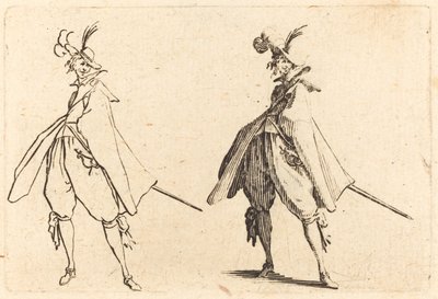 Gentleman ve velkém plášti, pohled zepředu od Jacques Callot