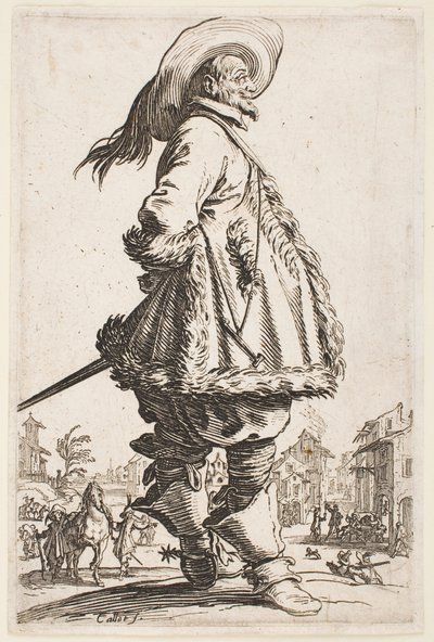 Gentleman v kabátě s kožešinovým lemováním, ze série „The Nobility of Lorraine“ od Jacques Callot