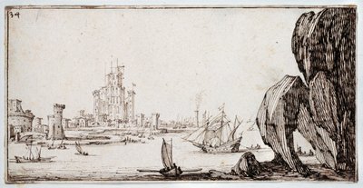 Přístav (pero a hnědá tuš na papíře) od Jacques Callot