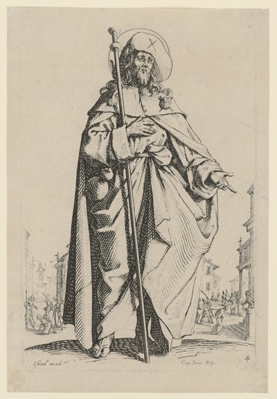 Svatý Jakub Starší, list 7 ze série „Ježíš, dvanáct apoštolů a Marie“ od Jacques Callot
