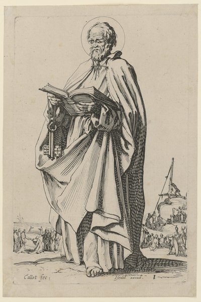 Svatý Petr, list č. 4 ze série „Ježíš, dvanáct apoštolů a Marie“ od Jacques Callot