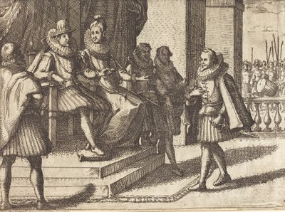 Král a královna v poradě o Turcích [recto], 1612. od Jacques Callot
