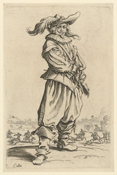 Válečník s velkým péřovým kloboukem od Jacques Callot