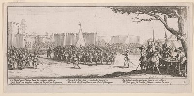 Zápis vojáků, ilustrace z Velké bídy války od Jacques Callot