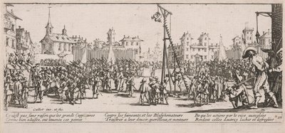 Strapado, ilustrace z Velké bídy války od Jacques Callot