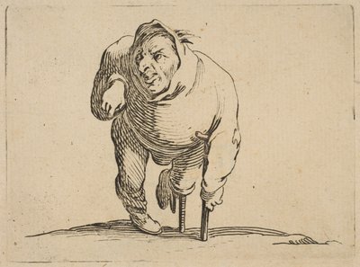 Mrzák s berlí a dřevěnou ..., 1616-22. od Jacques Callot
