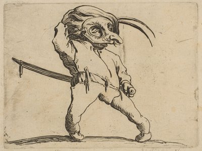 Maskovaný muž s křivýma nohama, z Varie Figure ..., 1616-22. od Jacques Callot