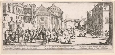 Nemocnice, ilustrace z Velké bídy války od Jacques Callot