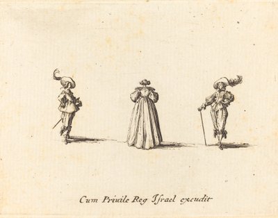 Lady Seen from Behind, and Two Gentlemen, pravděpodobně 1634. od Jacques Callot