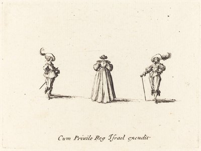 Lady Seen from Behind, and Two Gentlemen, pravděpodobně 1634. od Jacques Callot