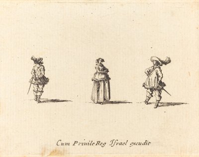 Dáma se založenýma rukama a dva pánové od Jacques Callot