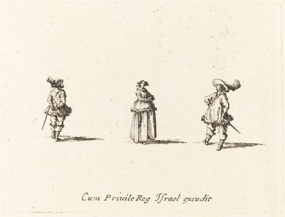 Dáma se založenýma rukama a dva pánové od Jacques Callot