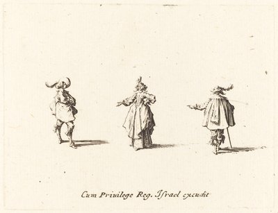 Dáma s nataženou rukou a dva pánové, pravděpodobně 1634. od Jacques Callot