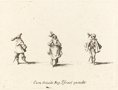 Dáma s pery a dva pánové od Jacques Callot