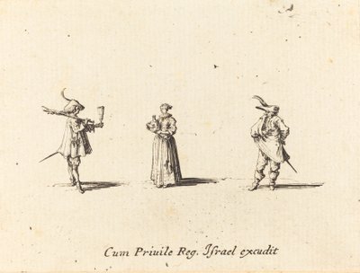 Dáma s lahví vína a dva pánové od Jacques Callot