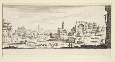 Krajina s velkými budovami od Jacques Callot