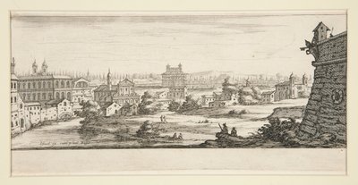 Krajina s velkými, impozantními budovami od Jacques Callot