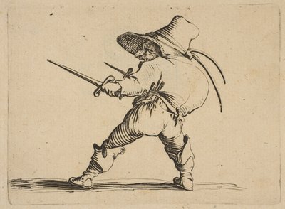 Soubojník s mečem a dýkou, z Varie ..., 1616-22. od Jacques Callot