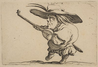 Lute Player, z Varie Figure Gobbi, suita nazývaná také Les B..., 1616-22. od Jacques Callot