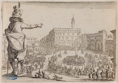 Rozmary, Slavnost na náměstí Signoria ve Florencii. Čtyřicáté šesté číslo souboru 50 tisků rytých v Nancy (Lieure 473, Meaume 859) od Jacques Callot