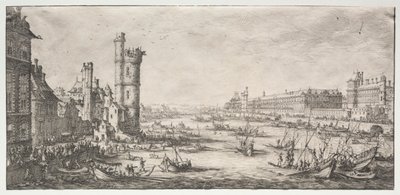 Les deux grandes vues de Paris: Vue du Louvre, 1628-1630. od Jacques Callot
