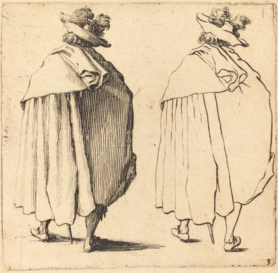 Muž v plášti, při pohledu zezadu od Jacques Callot