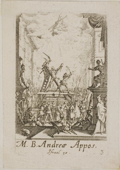 Umučení svatého Ondřeje, třetí deska z Mučednictví apoštolů od Jacques Callot