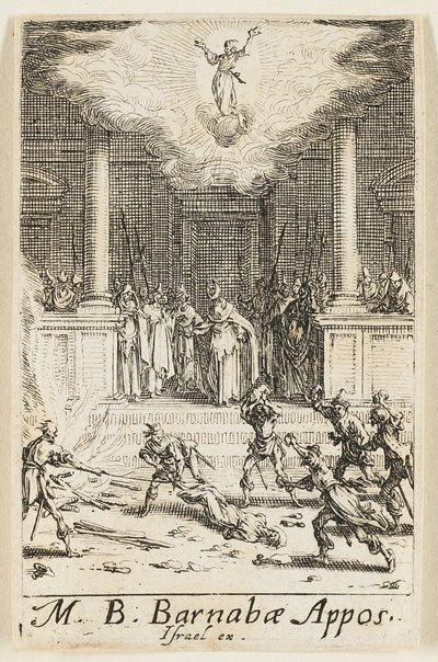 Mučednictví svatého Barnabáše, patnáctá deska z knihy Mučednictví apoštolů od Jacques Callot