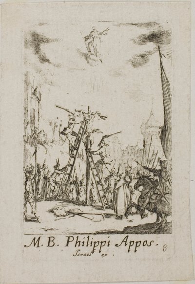 Mučednictví svatého Filipa, osmá deska z Mučednictví apoštolů od Jacques Callot
