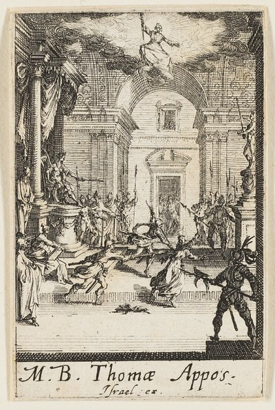 Mučednictví svatého Tomáše, šestá deska z Mučednictví apoštolů od Jacques Callot
