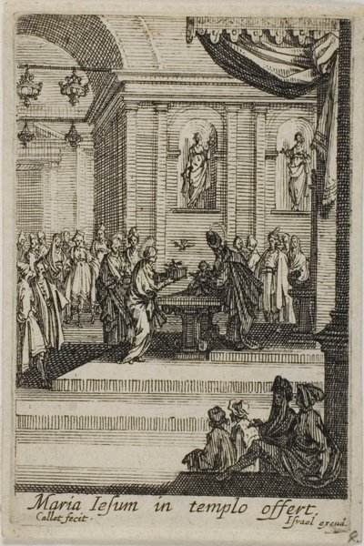 Marie představuje Krista v chrámu, ze Života Panny Marie od Jacques Callot
