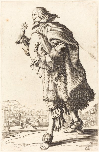 Urozený muž s plstěným kloboukem, klanění, c. 16201623. od Jacques Callot