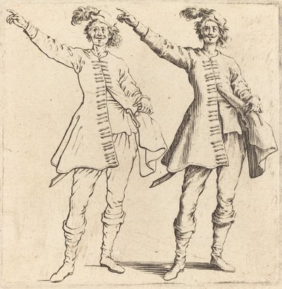 Důstojník s nataženou paží, pohled zepředu od Jacques Callot