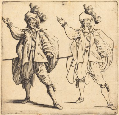 Důstojník s velkým chocholem, čelní pohled, 1617 a 1621. od Jacques Callot