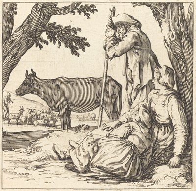 Selský pár s krávou od Jacques Callot