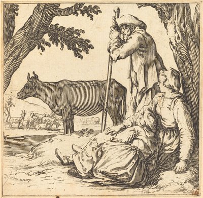Selský pár s krávou od Jacques Callot