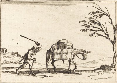 Sedlák bičující svého osla od Jacques Callot