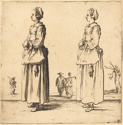 Rolnická žena, v profilu, tváří vlevo od Jacques Callot