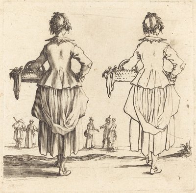 Selská žena s košem, při pohledu zezadu od Jacques Callot