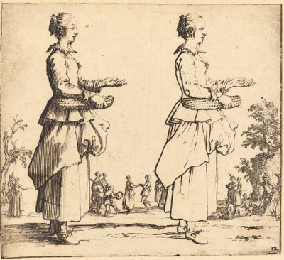 Selská žena s košem, z profilu, tváří vpravo, 1617 a 1621. od Jacques Callot