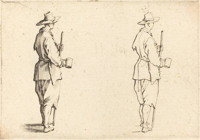 Sedlák s pohárem, c. 1617. od Jacques Callot