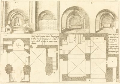 Půdorys a výška kaple Godefroy de Bouillon od Jacques Callot