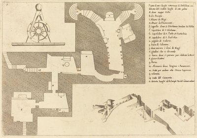 Plán všech důležitých míst v Betlémě od Jacques Callot